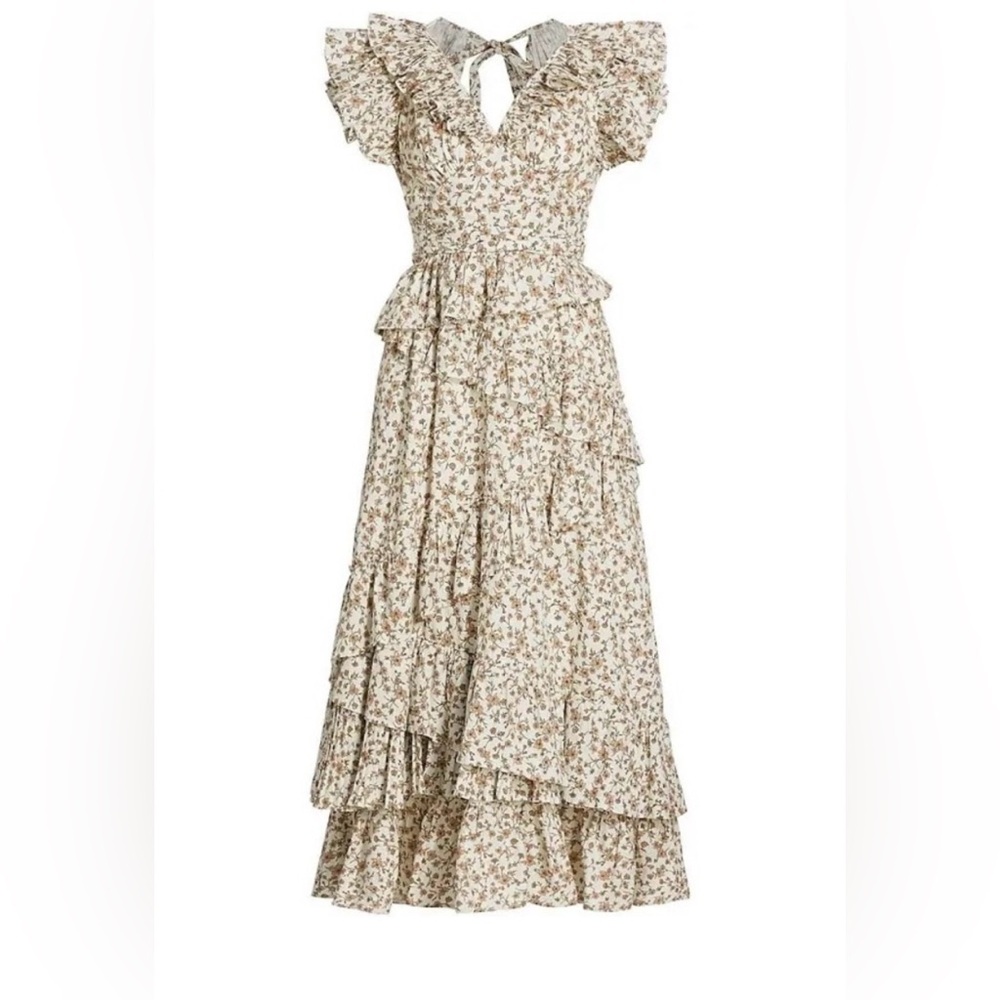 EN SAISON Gianna Cream and Brown Floral Midi Dress